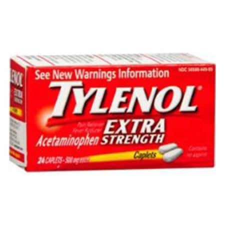 Tylenol Pain Relief 500 mg Strength Acetaminophen Caplet 24 per Bottle 30300450449055